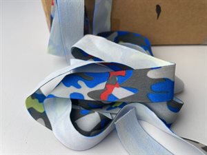 Blød tynd elastik - camouflage look, 19 mm